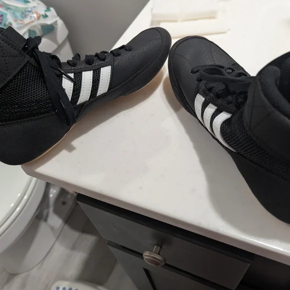 Adidas Black and White High-Top Sneakers - Picture 3 of 6